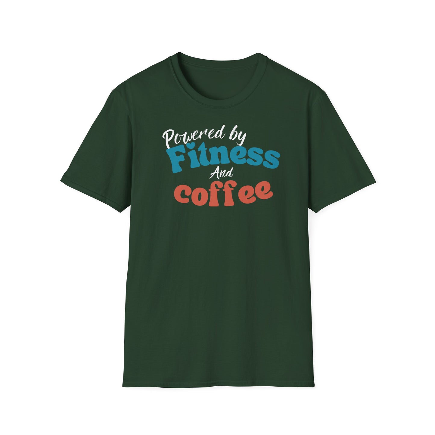 POWERED BY FITNESS AND COFFEE T-SHIRT