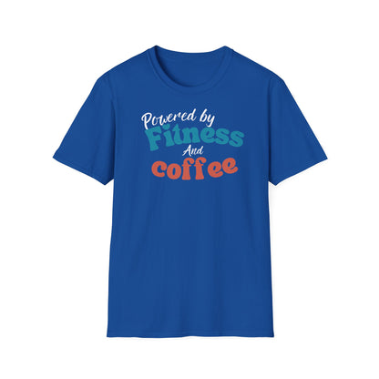 POWERED BY FITNESS AND COFFEE T-SHIRT