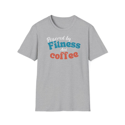 POWERED BY FITNESS AND COFFEE T-SHIRT