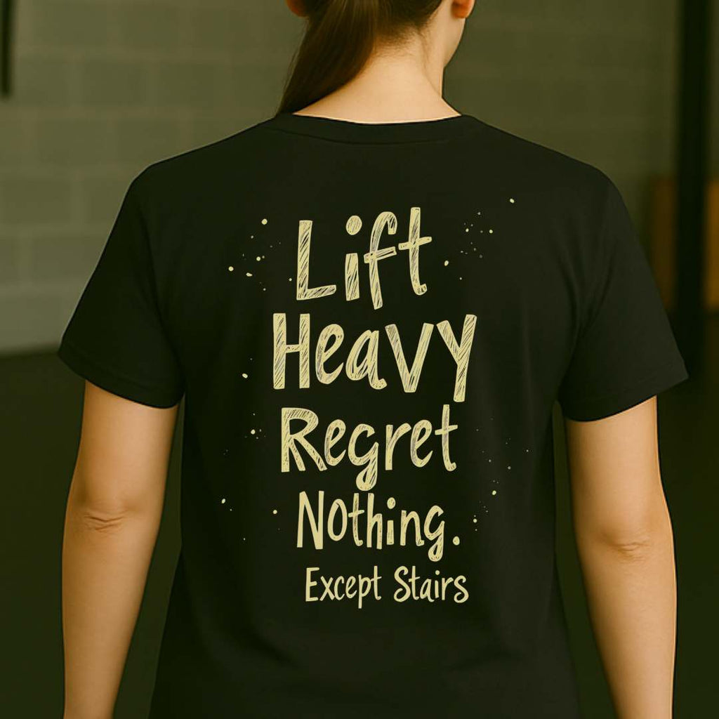 LIFT HEAVY REGRET NOTHING BACK T-SHIRT