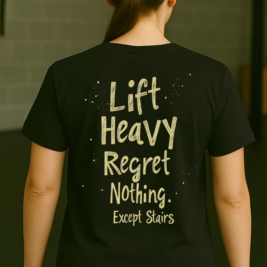 LIFT HEAVY REGRET NOTHING BACK T-SHIRT