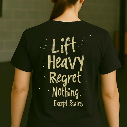 LIFT HEAVY REGRET NOTHING BACK T-SHIRT