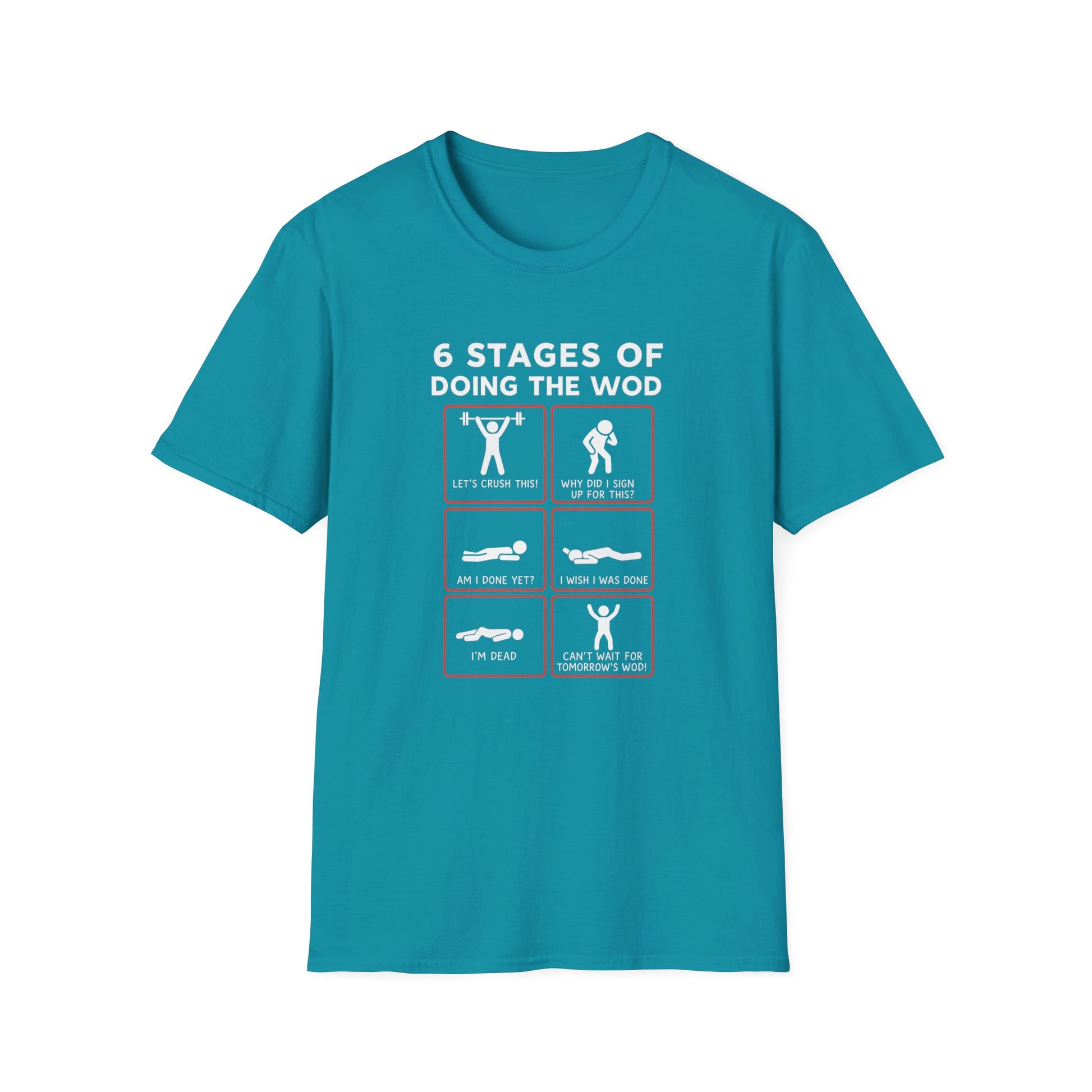 6 STAGES OF DOING THE WOD T-SHIRT
